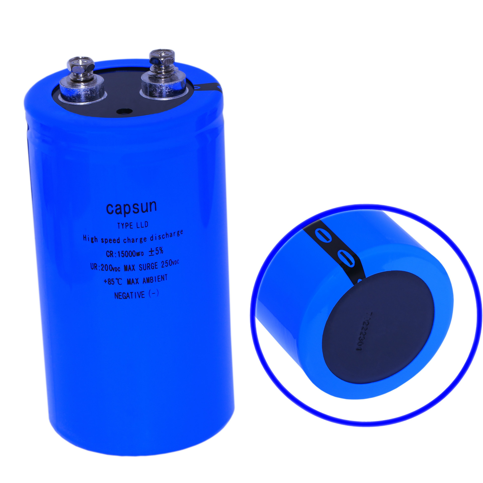 电容器厂家 15000UF200V 螺栓 蓝色黑字 LLD系列长寿命铝电解电容