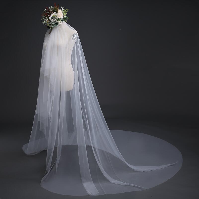 Simple Plain Yarn Double Layer 3 M 4 M 5 m Long Plus Wide Tail Carb Yarn Bride Wedding Photo Bare Yarn