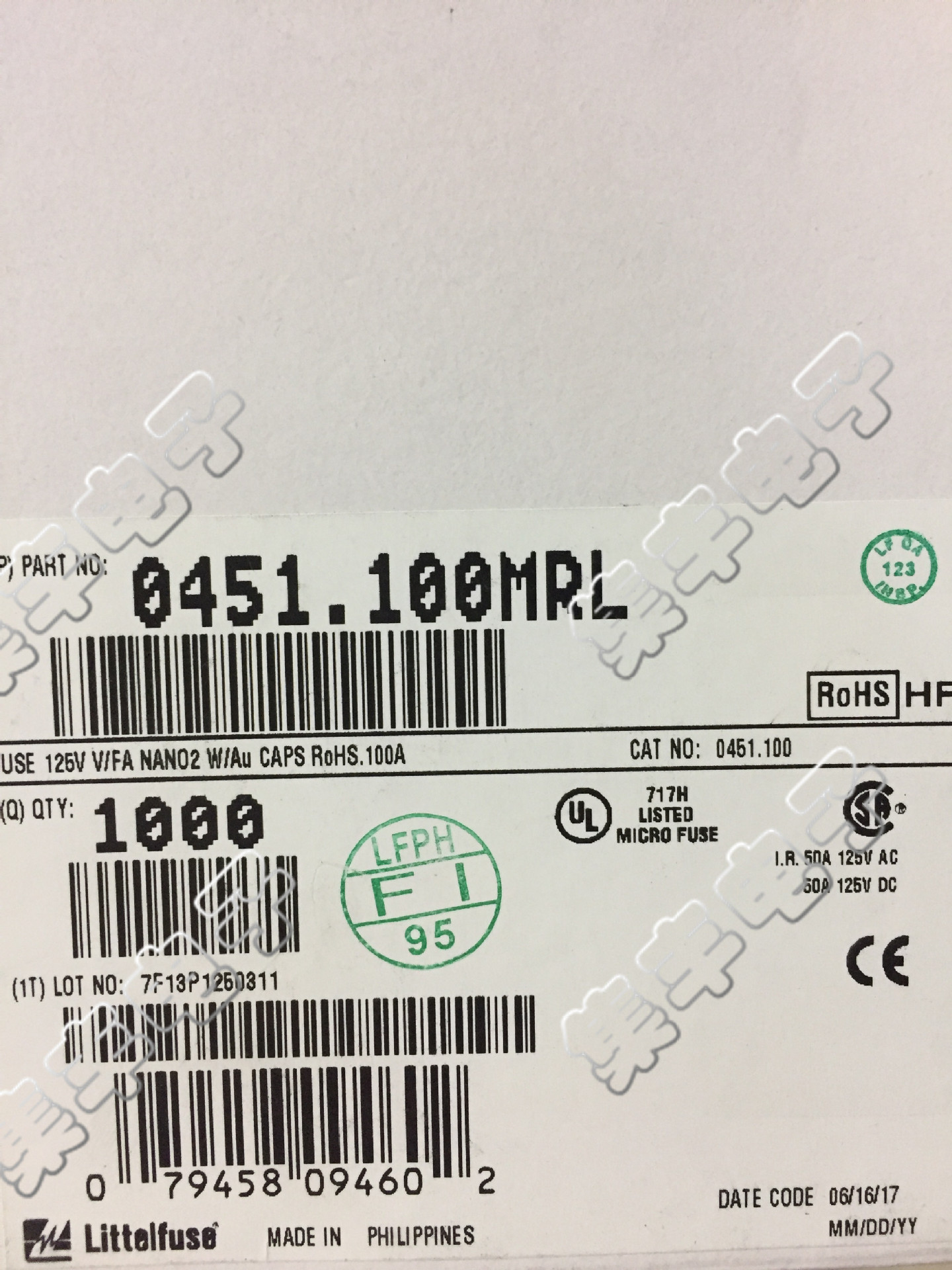 0451.100MRL 1808 125V 0.1A 100MA 力特原装现货 量大可订货