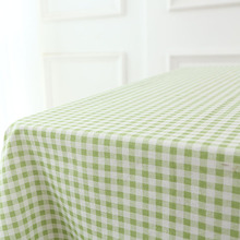 小清新绿色粉色格子棉麻桌布长方形田园布艺家用餐桌布多功能盖布