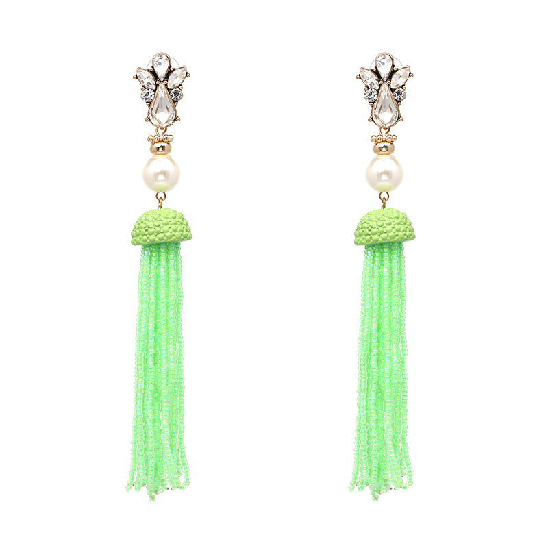 Earrings Bohemian National Style Long Tassel Earrings European And American Style Rice Beads Earrings Jewelry display picture 13