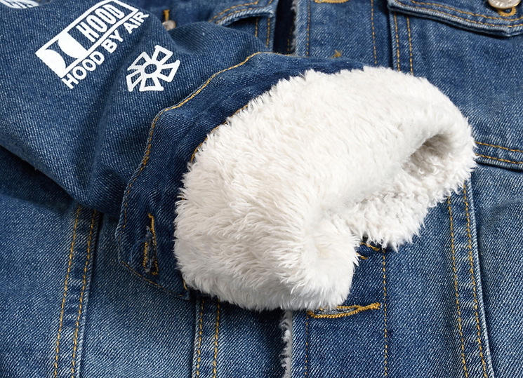 Men's Clothing Winter large size version of the denim jacket men's thickened jacket lambskin fleece plush motorcycle top_voghion.com