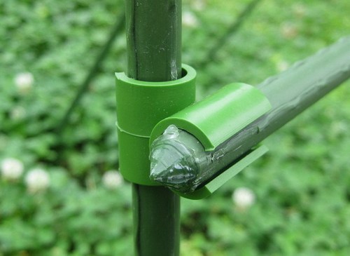 Connector snap-on gardening accessories for vegetable and flower greenhouse, round tube vine climbing frame, plastic-coated steel pipe