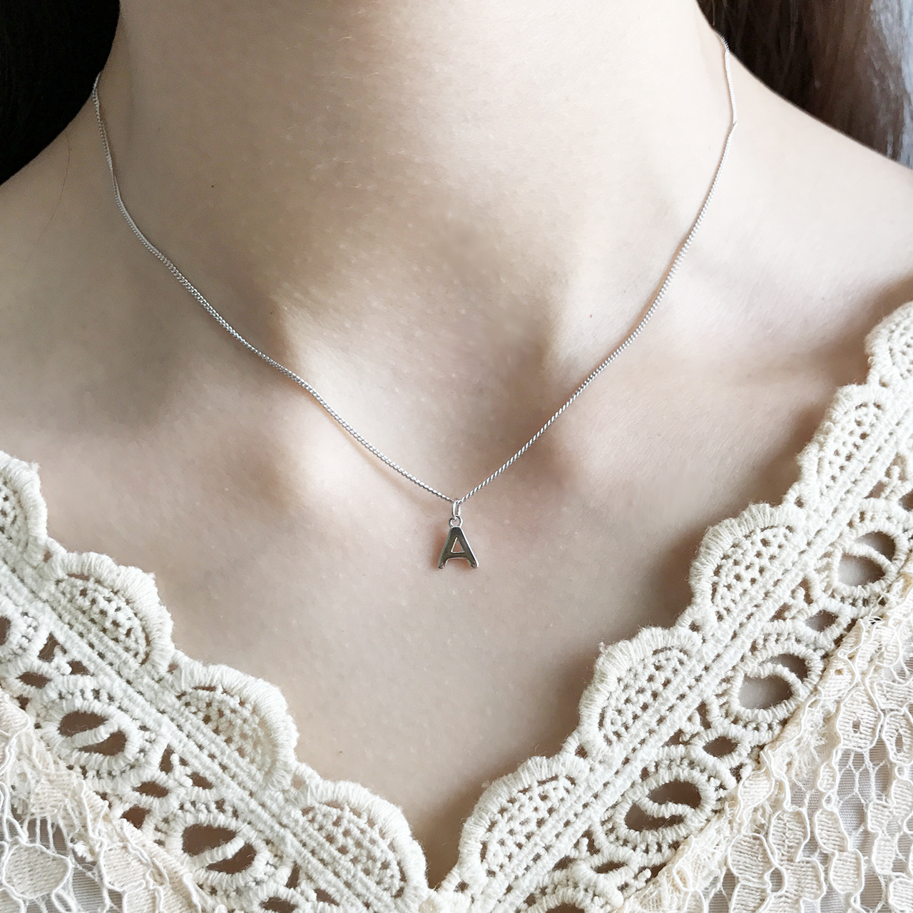 8g Weight Pendant Necklace Classification 925 Sterling Silver Letter Pendant Necklace