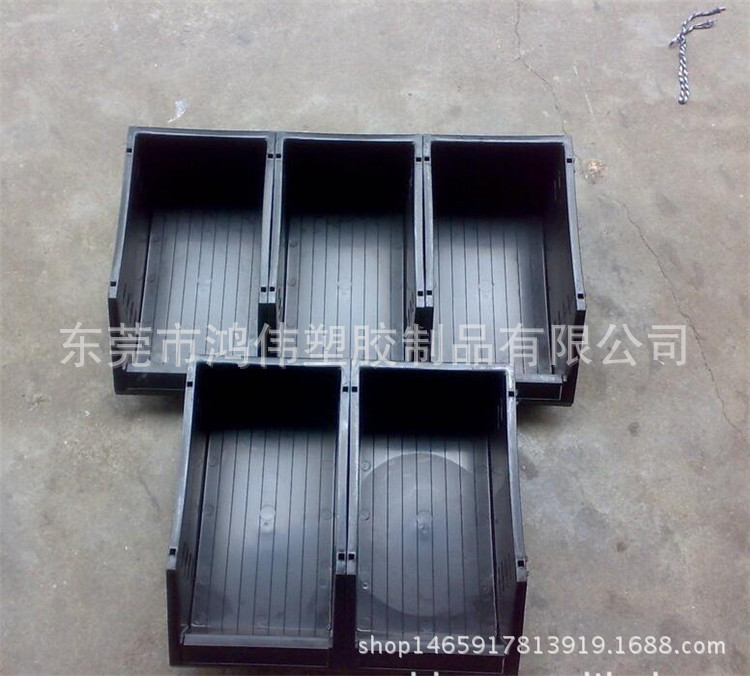 可堆叠可组合斜口塑胶物料盒 黑色PP塑料斜口零件箱 防静电零件盒