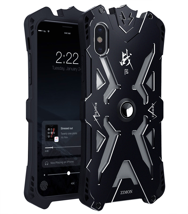 SIMON THOR Magnetic Bracket Aviation Aluminum Alloy Shockproof Rugged Metal Case Cover for Apple iPhone X