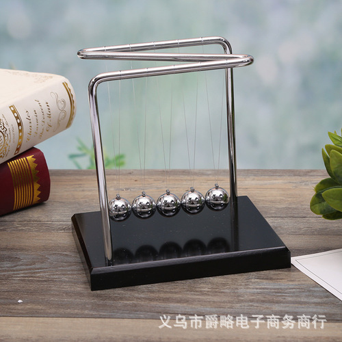 Z-shaped solid wood base metal bracket Newton pendulum ball pool high-end bumper ball desktop ornaments office gifts