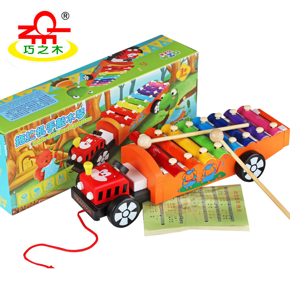 tractor driver Xylophone children wooden  Cartoon Music box baby Percussion Wooden toys