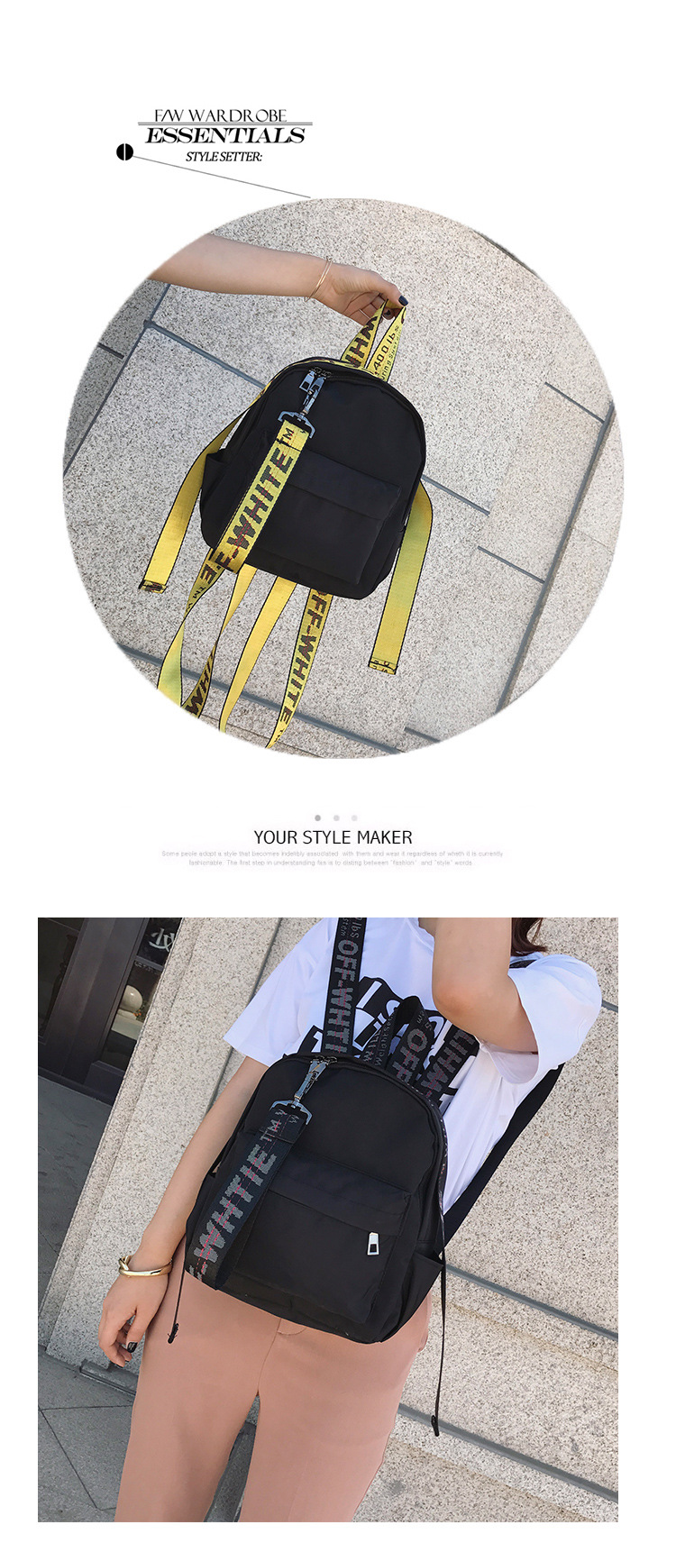 off white backpack pink