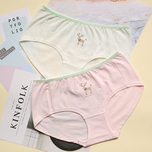 ZMCM07 中腰大版女士棉内裤批发水玉麋鹿小清新棉质性感三角裤