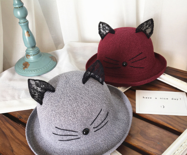 Korean Lace Cat Ears Sunshade Sunscreen Straw Hat display picture 6