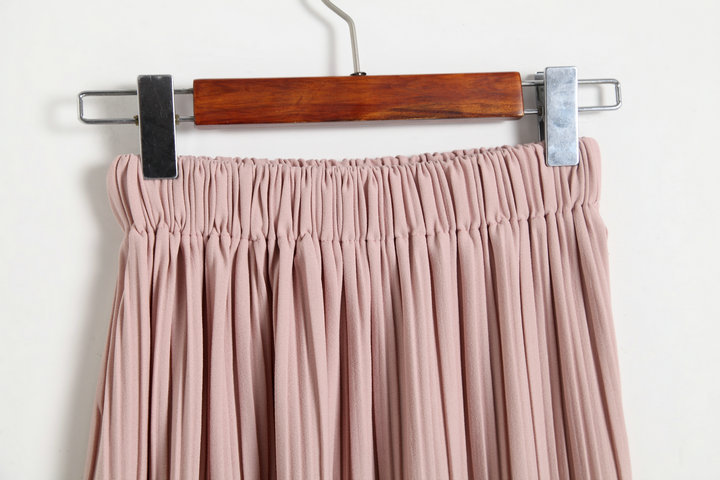 小百褶捻丝麻半身裙