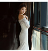 Wedding dress new bride with a word shoulder waist thin tail small tail and dream wedding dresses