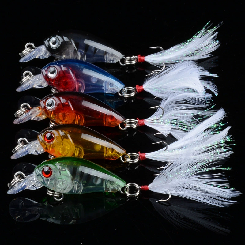 Купить рыболовная приманка Hard Fishing Lure (Luya) 4.5 см, 4 г – 5-цветная мини-бионик-минная блестящая приманка с кристальной 3D-глянц и перьевой крючок