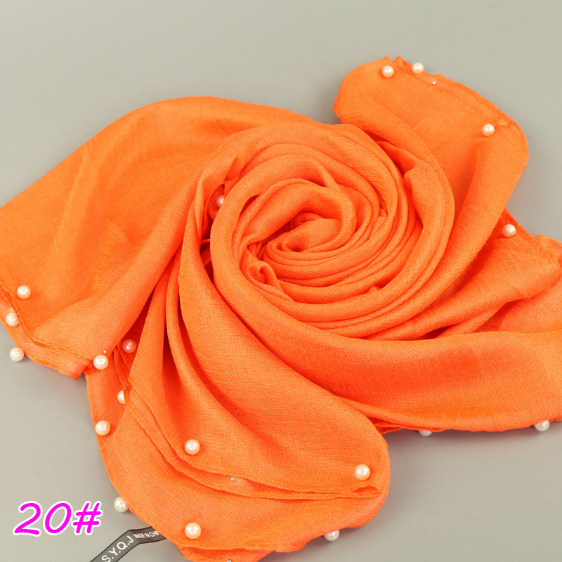 20# (1) -钉珍珠围巾荷兰亚麻单色围巾