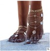 Accessory, retro beach metal coins, ankle bracelet, chain with tassels, European style, wholesale, punk style