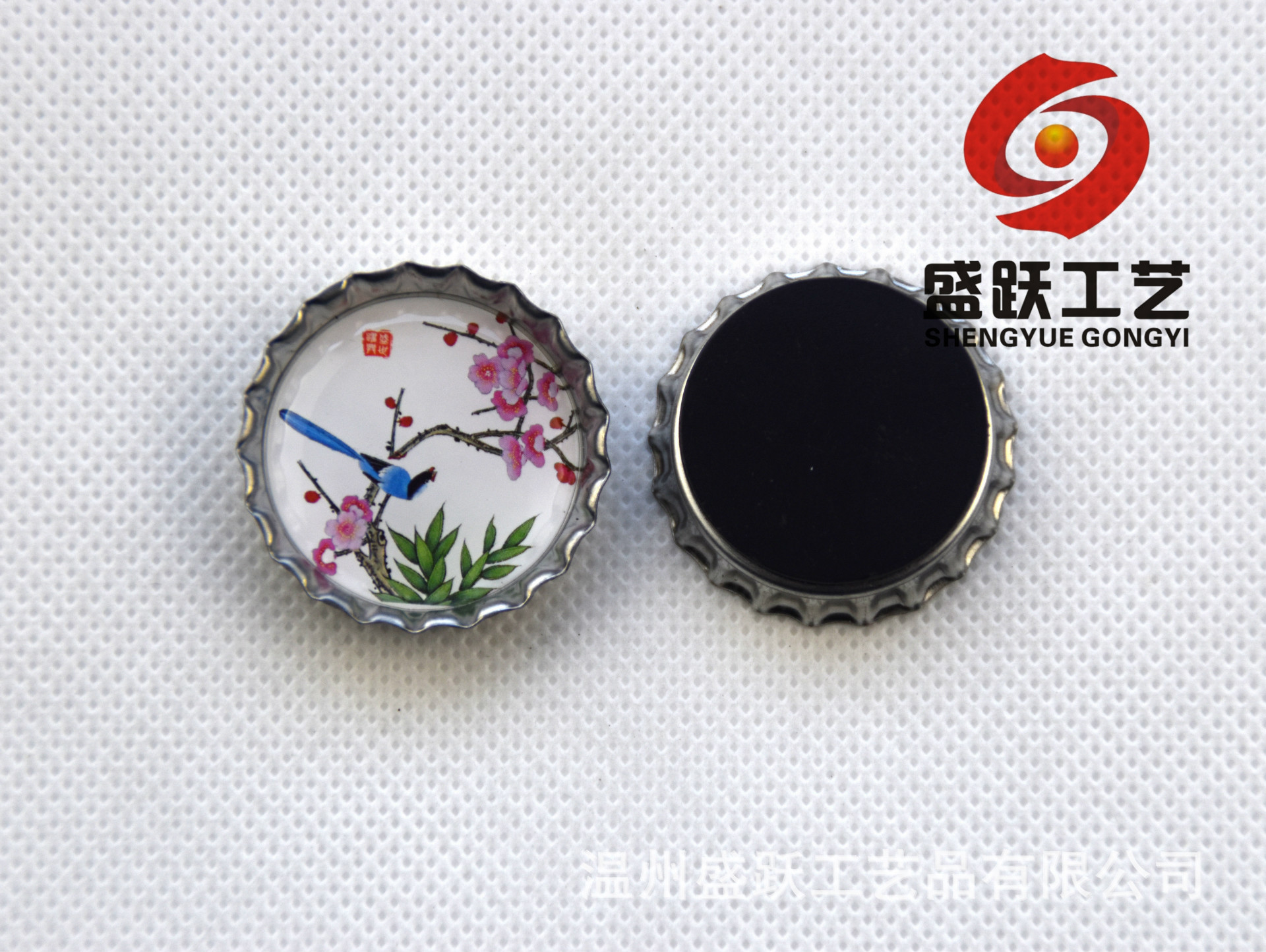 中国风 瓶盖冰箱贴 花鸟鱼虫