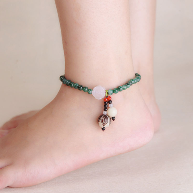 个性手工打造民族风水草玛瑙脚链时尚饰品情侣生日礼物送女友|ms