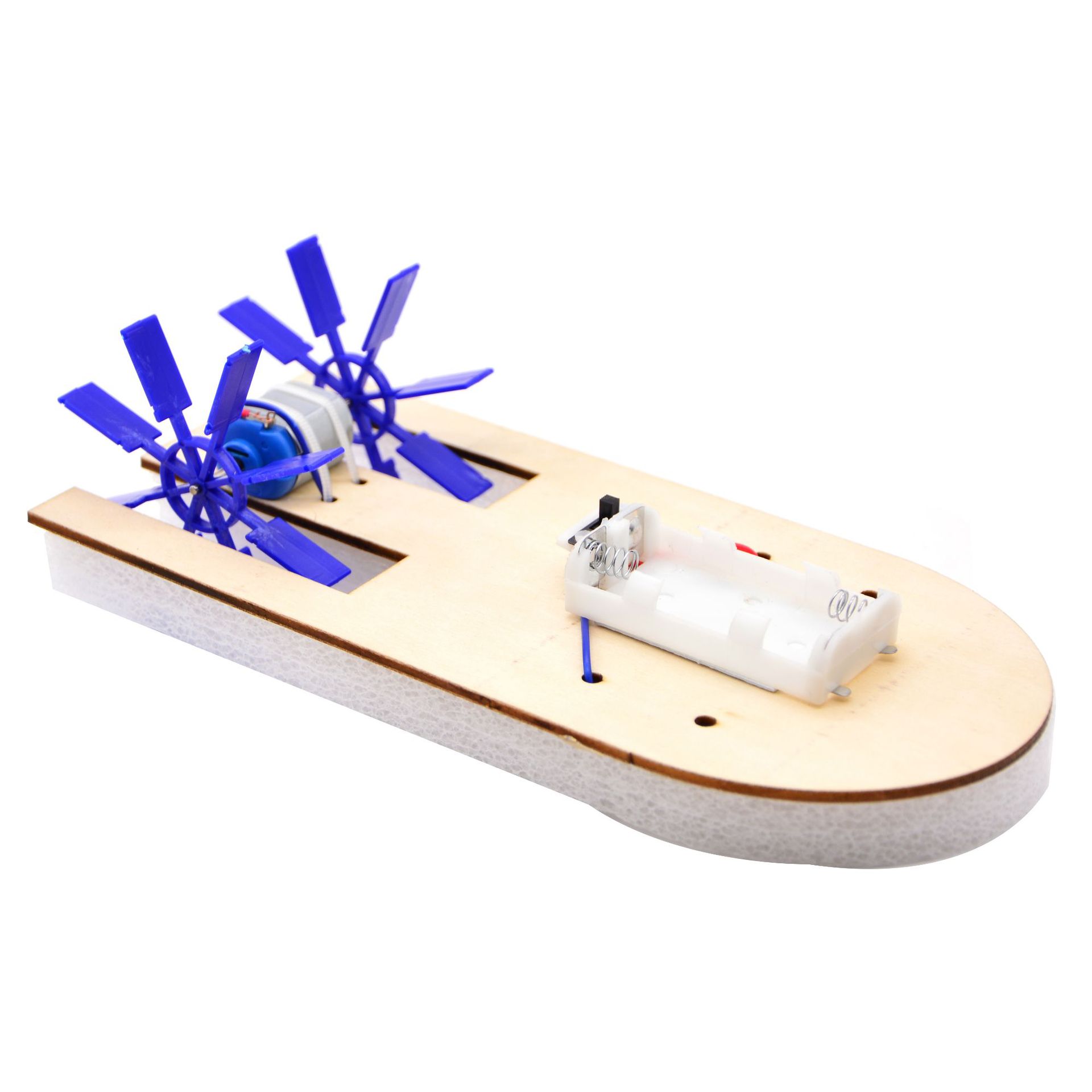 DIY双桨电动探索号明轮船快艇中小学益智科技小制作比赛轮船模型-阿里巴巴