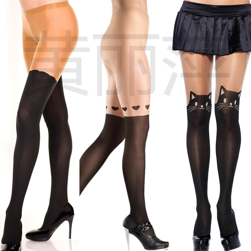Japanese Explosions Leg Printing Over-knee Fake High Stockings Fake Thigh Stitching Pantyhose 120D Adult Socks