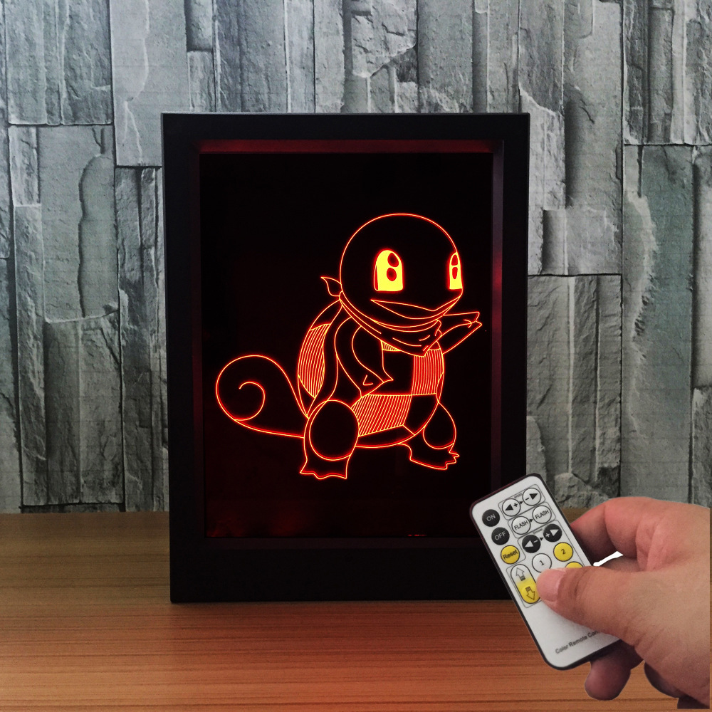 创意相框灯 3d 亚克力相框灯 定制小夜灯皮卡丘