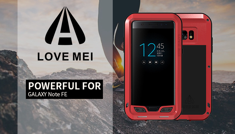 LOVE MEI Powerful Water Resistant Shockproof Aluminum Metal Heavy Duty Case Cover for Samsung Galaxy Note FE