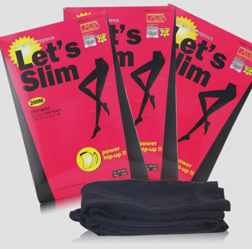 2017新款韩国lets slim压力袜腰口绣字瘦腿袜 打底袜200d连裤袜