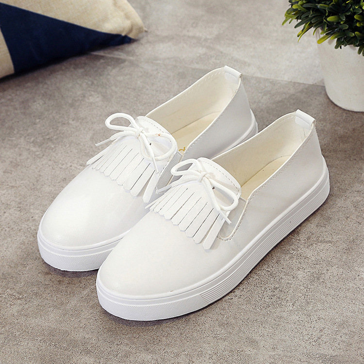 春季新款女鞋学生小白鞋韩版平底懒人鞋蝴蝶结