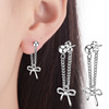 Fashionable copper earrings with bow, Korean style