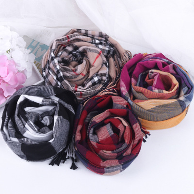 Manufactor Direct selling Cashmere Autumn and winter new pattern England grid keep warm scarf Dual use fashion Lovers money wholesale On behalf of