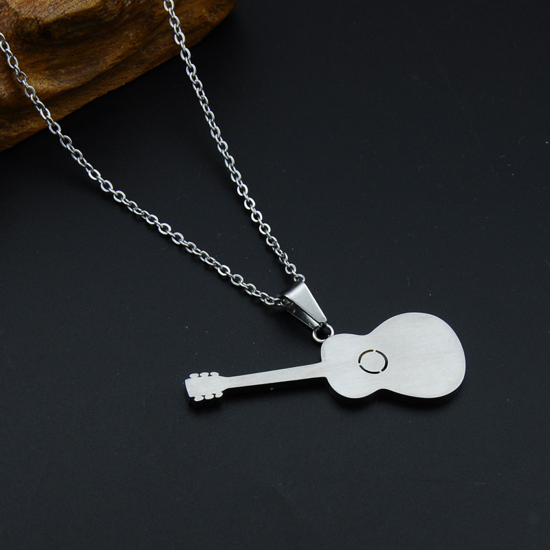 Fashion Stainless Steel Guitar Necklace Pendant Wholesale Nihaojewelry display picture 6