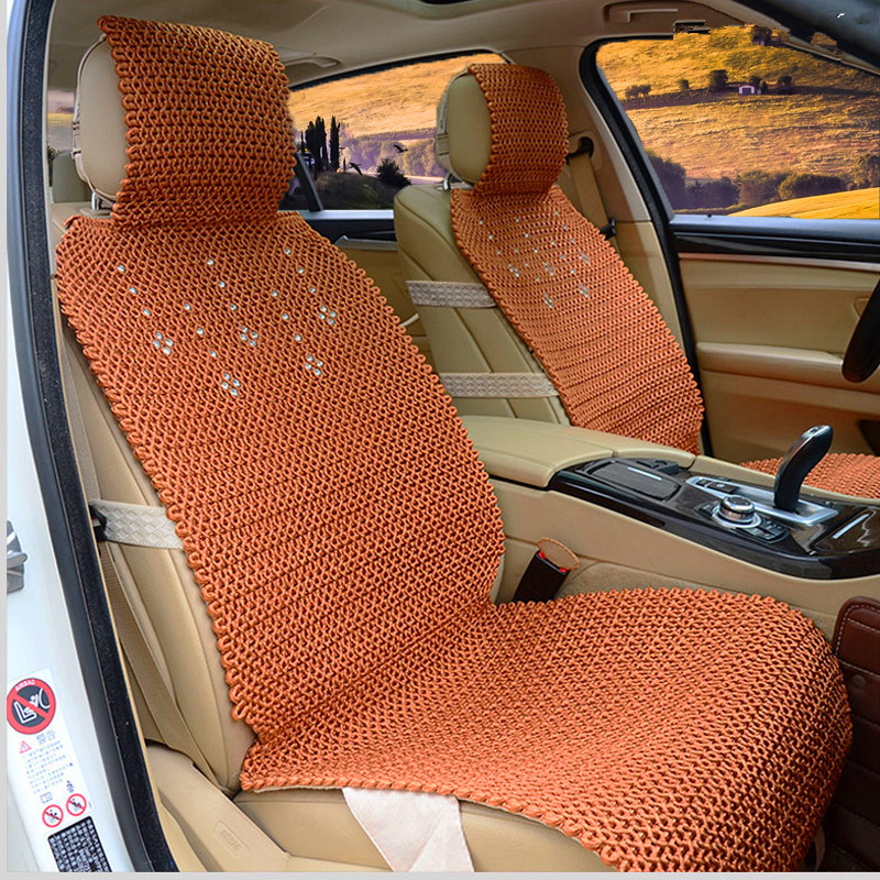新款夏季八字冰丝汽车坐垫手编四季通用8字单片座垫汽车用品七座