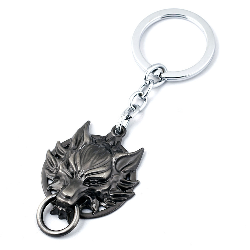 Animation game peripheral FF final fantasy wolf head key chain pendant alloy jewelry cross-border hot wholesale