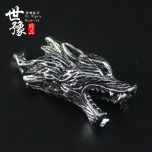 新款复古藏银合金狼牙吊坠 大号狗牙牙套 DIY男士狼图腾项链饰品