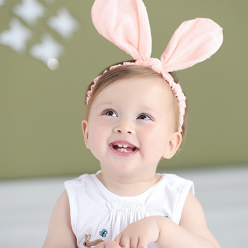 夏季儿童发饰女童宝宝发带婴儿头带纯棉可爱兔子发箍韩版幼儿饰品