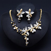 Crystal, necklace, jewelry, earrings, fashionable classic set, flowered