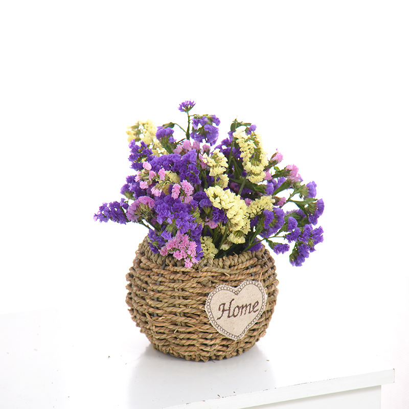 Fábrica directa flor ratán flor cesta tejida paja verde rábano planta suculenta mimbre café pastoral mango Decoración