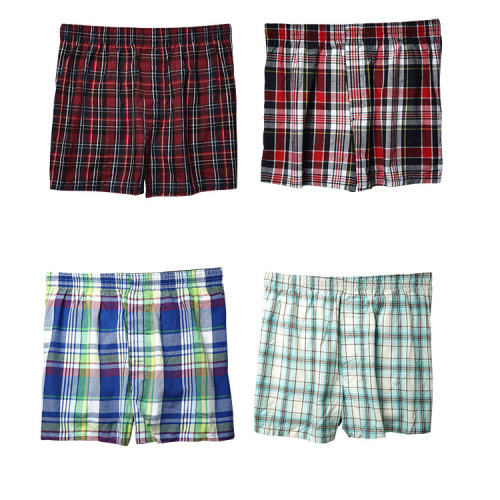 Cotton plaid men's underwear mid-waist large size Aluo pants underwear foreign trade original single underwear wholesale plus size four corners