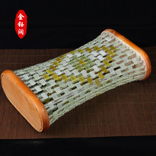 玉石颈椎按摩枕头天然岫玉空心枕实木钢架玉枕汗蒸房夏凉枕垫枕巾