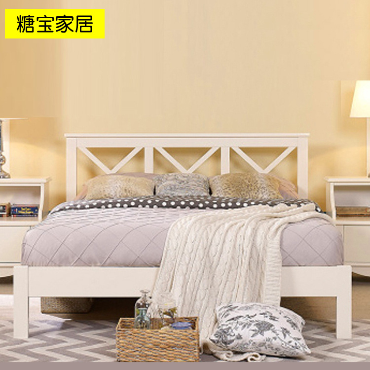 Nordic style solid wood Children bed High-end white Single Double bed Storage girl support customized