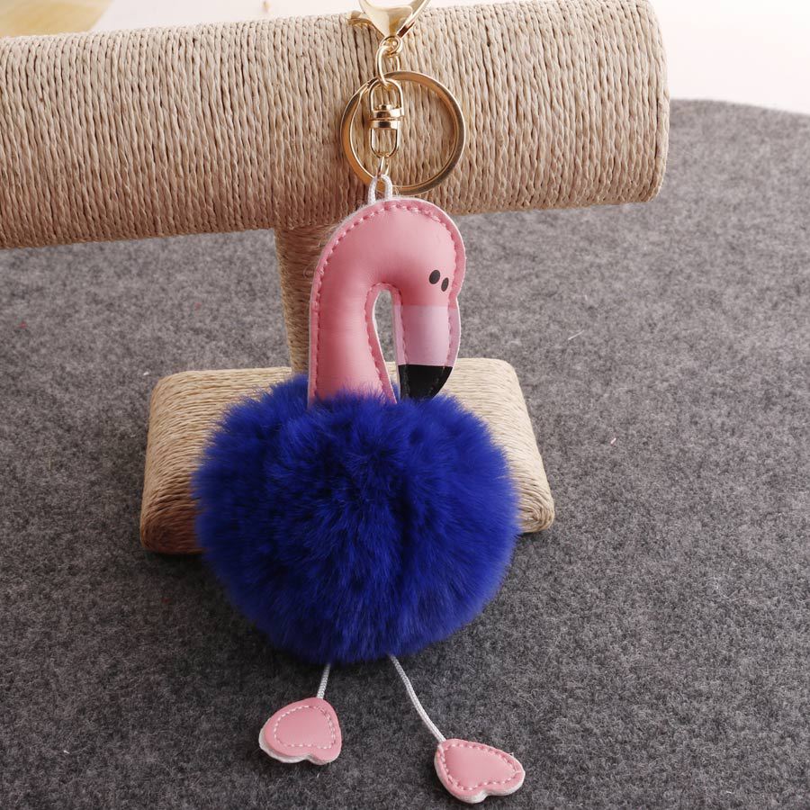 hair ball direct PU flamingo hair ball keychain coin purse car key pendantpicture3
