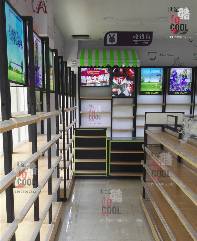 化妆品展示柜 美容护肤产品展柜 日化店化妆品背柜货架展示架1