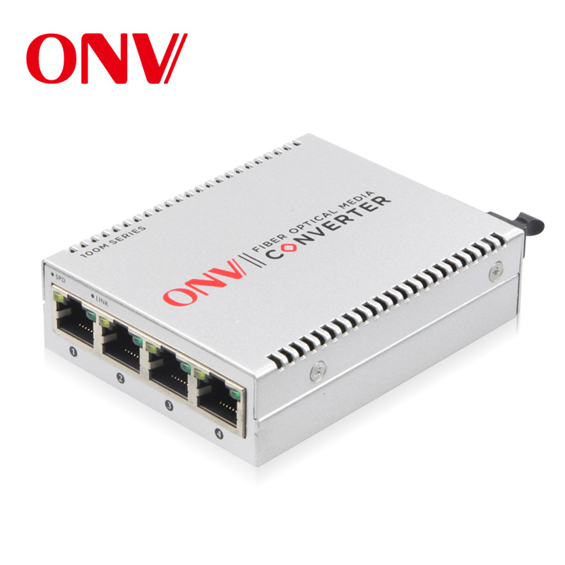 ONV光网视ONV8104-MCX-O 百兆多模双纤光纤收发器4个电口外置电源|ms