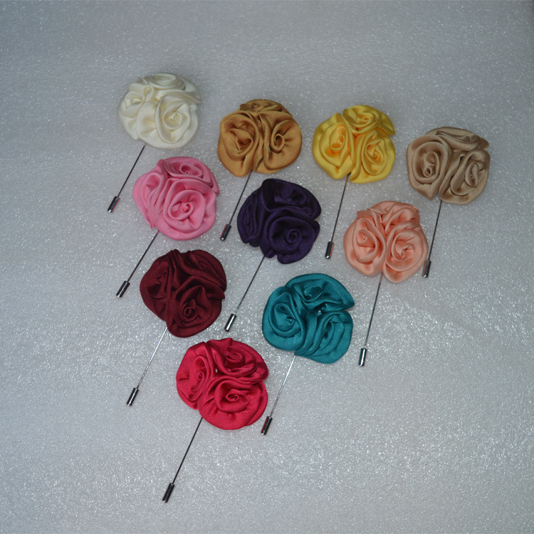 韩版男装西服玫瑰布花 经典玫瑰胸针 配饰长胸花饰品手卷花5cm|ms
