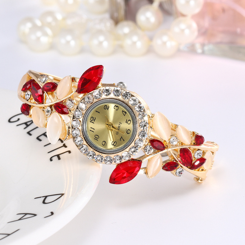 Fashion Leaf Single Folding Buckle Quartz Women's Watches display picture 2