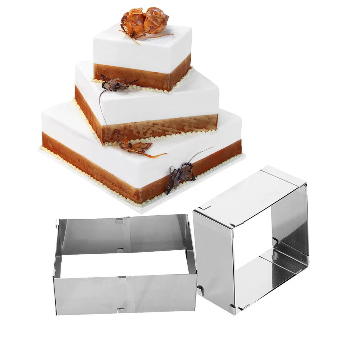 Инструменты для выпечки Выдвижная Регулируемая Прямоугольная форма для Мусса из нержавеющей стали