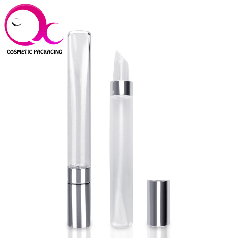 唇彩瓶8ml定制厂家新款 挤压式唇彩空管透明瓶身 盖电化铝