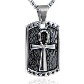 哥特风格狗牌 十字架男士项链 铸造钛钢项链  HOP248