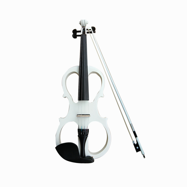 Directo de fábrica manual electrónica electroacústica violín adulto violín blanco negro perilla de madera instrumento musical al por mayor