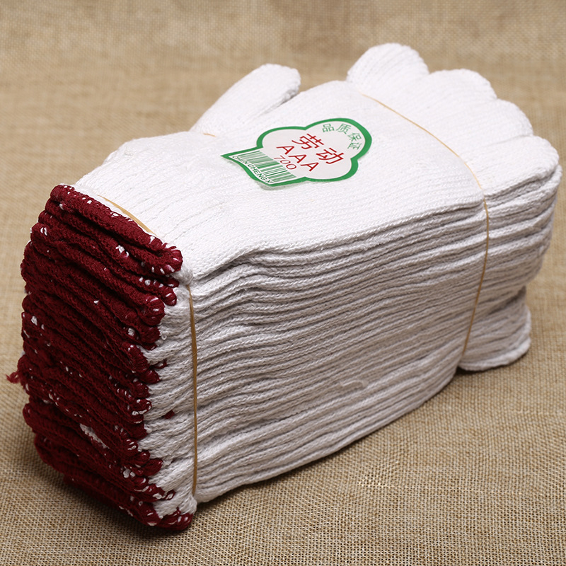 新款热销7针600g漂白灯罩工厂工地纱线手套防割 户外劳保用品批发